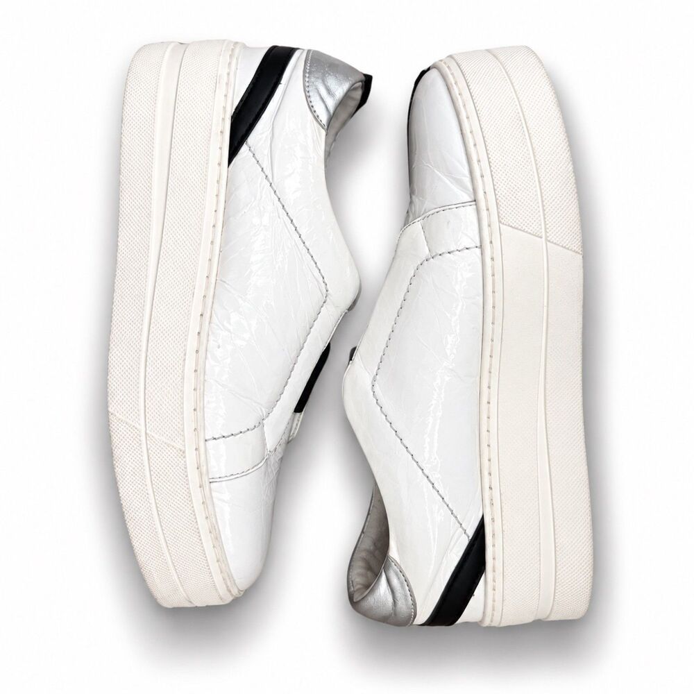 bos & co mona white leather platform sneakers womens us 9 chunky slip on